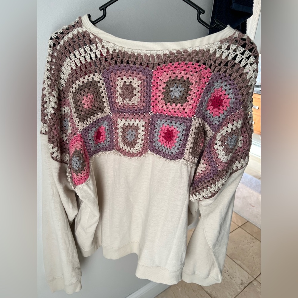 Lucky Brand crochet sweater